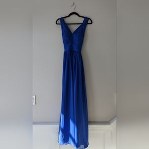 Azazie Sleeveless Vneck cross over Bridesmaid Dress Royal Blue Chiffon size A6